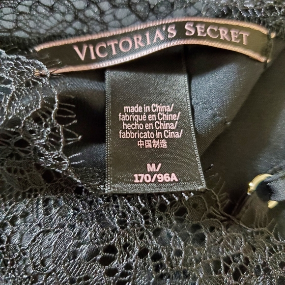 Victoria's Secret Black and Lace Chemise  Slip Mini Dress Medium Nightg… - Picture 6 of 8